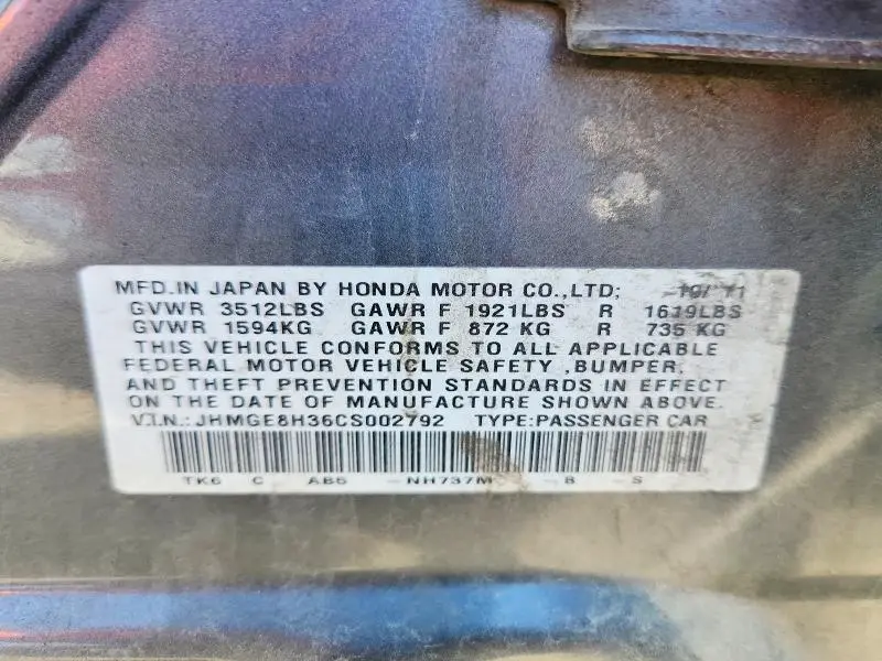 2012 HONDA FIT   