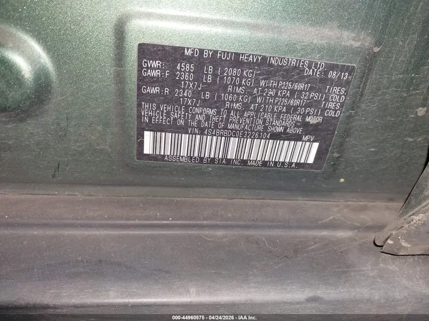 2014 SUBARU OUTBACK 2.5I PREMIUM