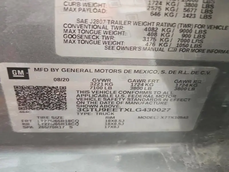 2020 GMC SIERRA K1500 AT4  