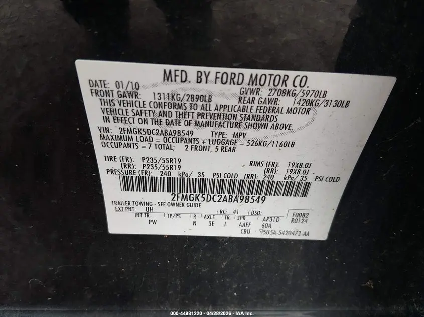 2010 FORD FLEX LIMITED