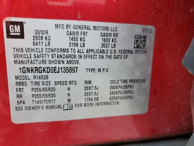 2014 CHEVROLET TRAVERSE LT  