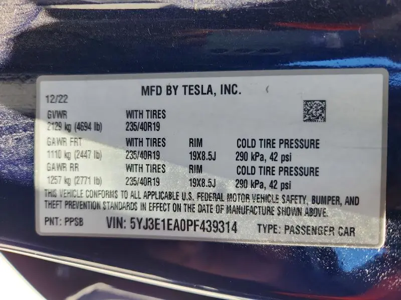 2023 TESLA MODEL 3   