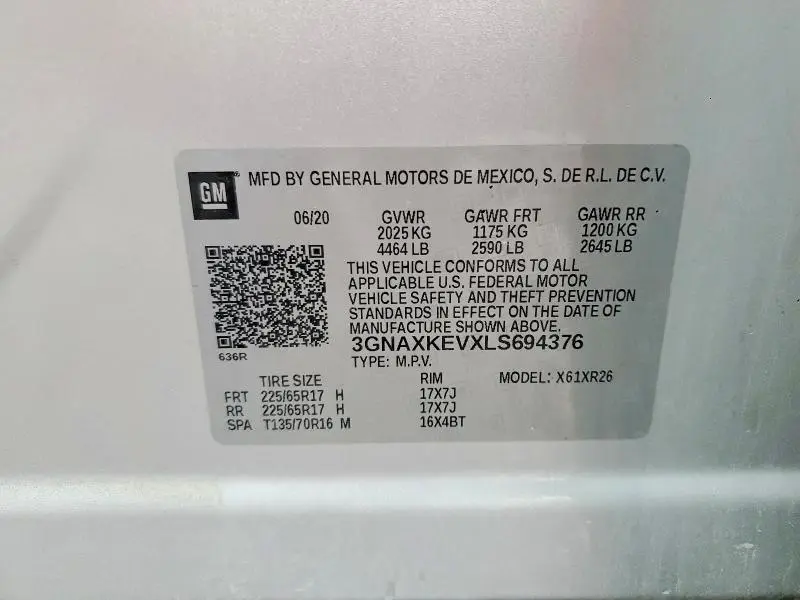 2020 CHEVROLET EQUINOX LT  