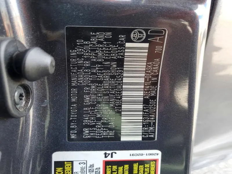 2010 TOYOTA COROLLA XRS  