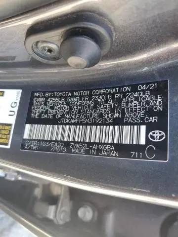 2021 TOYOTA PRIUS PRIME LE