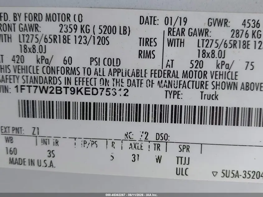 2019 FORD F-250 XLT