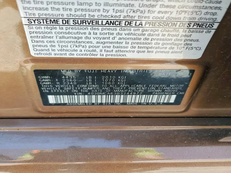 2011 SUBARU LEGACY 2.5I  