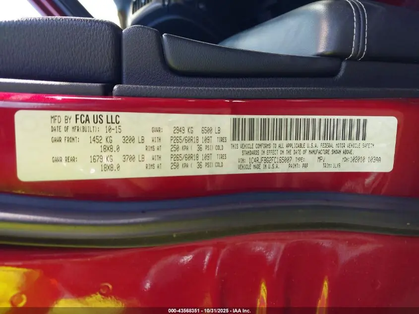 2015 JEEP GRAND CHEROKEE LIMITED