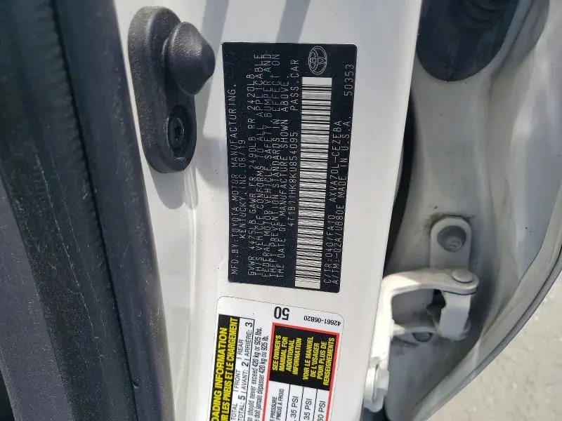 2019 TOYOTA CAMRY L  