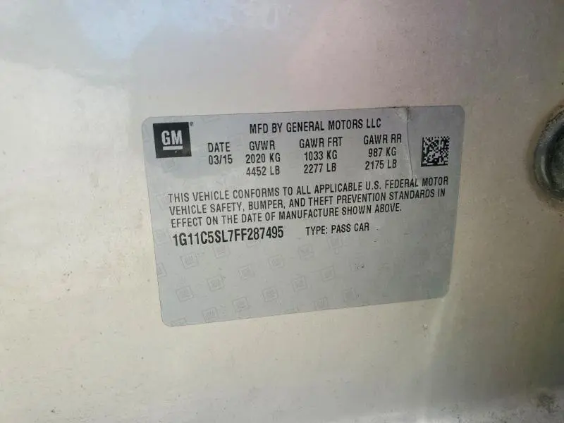 2015 CHEVROLET MALIBU 1LT  