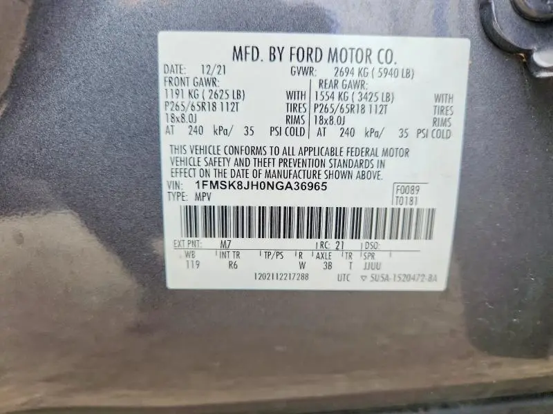 2022 FORD EXPLORER TIMBERLINE  