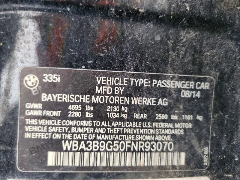 2015 BMW 335 XI  