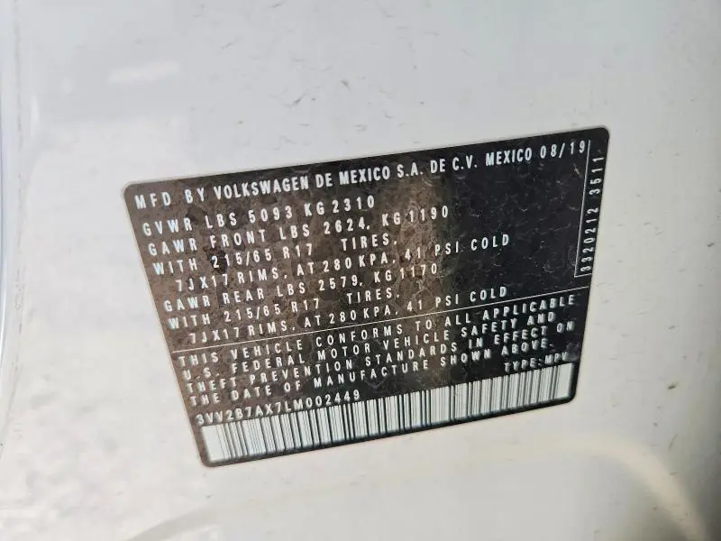 2020 VOLKSWAGEN TIGUAN SE  