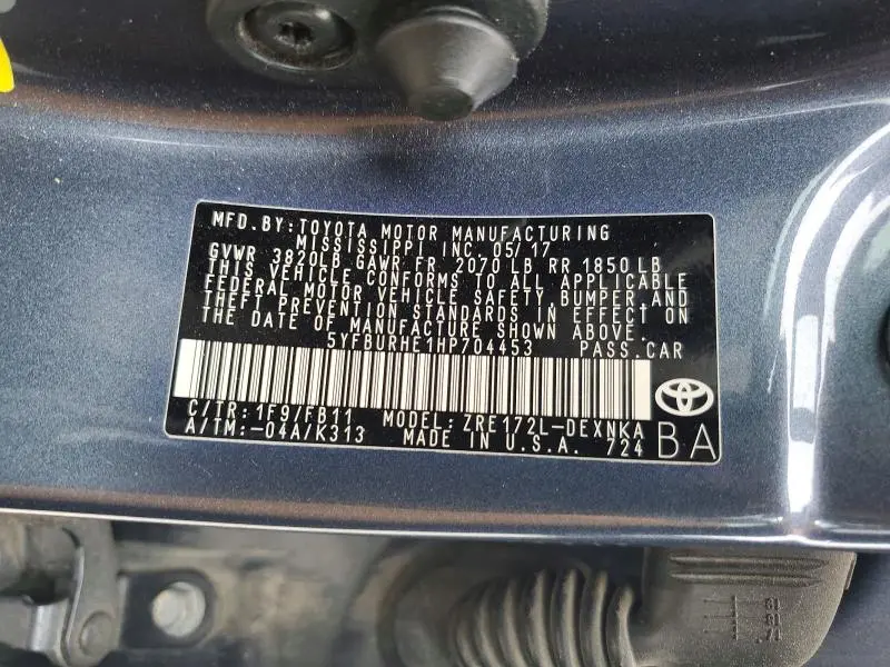 2017 TOYOTA COROLLA LE  