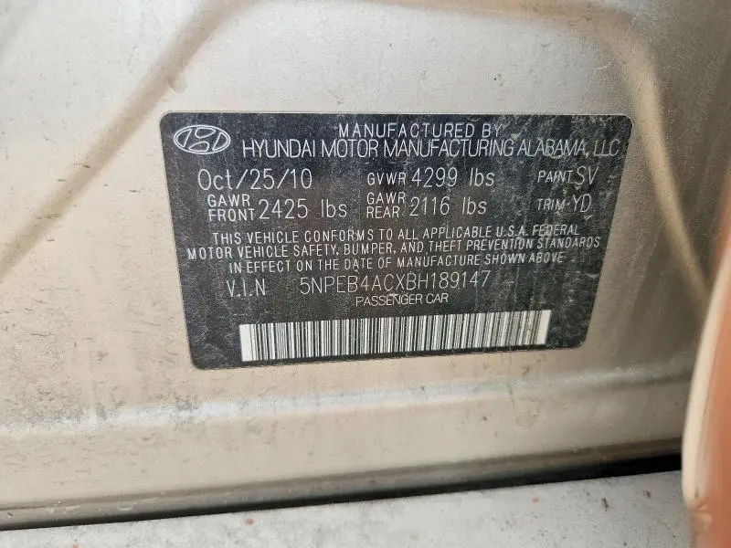 2011 HYUNDAI SONATA GLS  