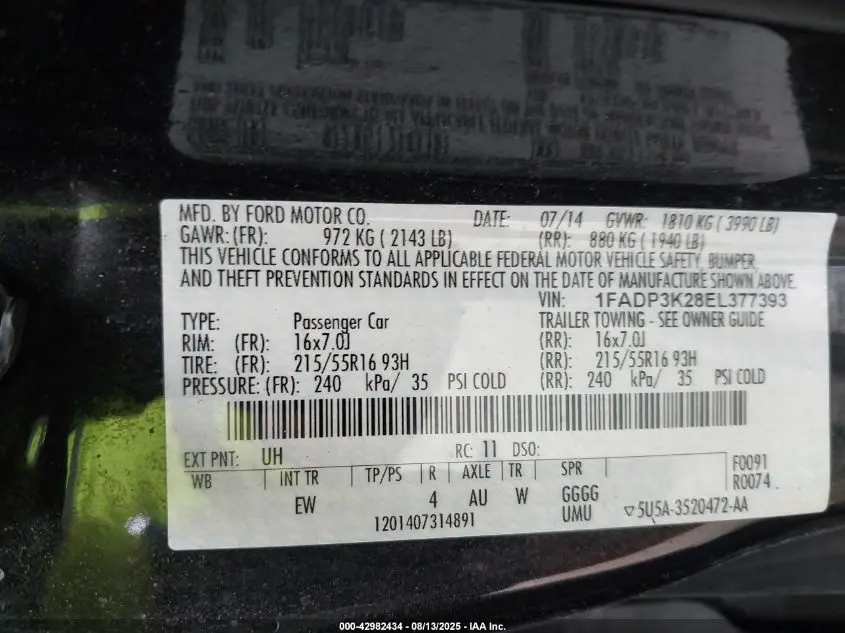 2014 FORD FOCUS SE