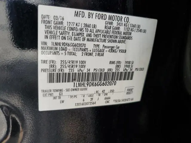 2016 LINCOLN MKS   