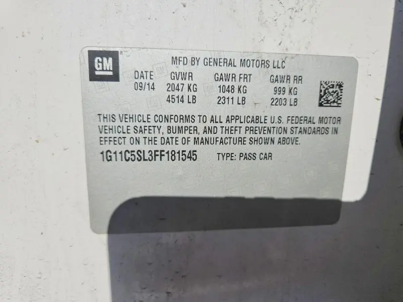 2015 CHEVROLET MALIBU 1LT  