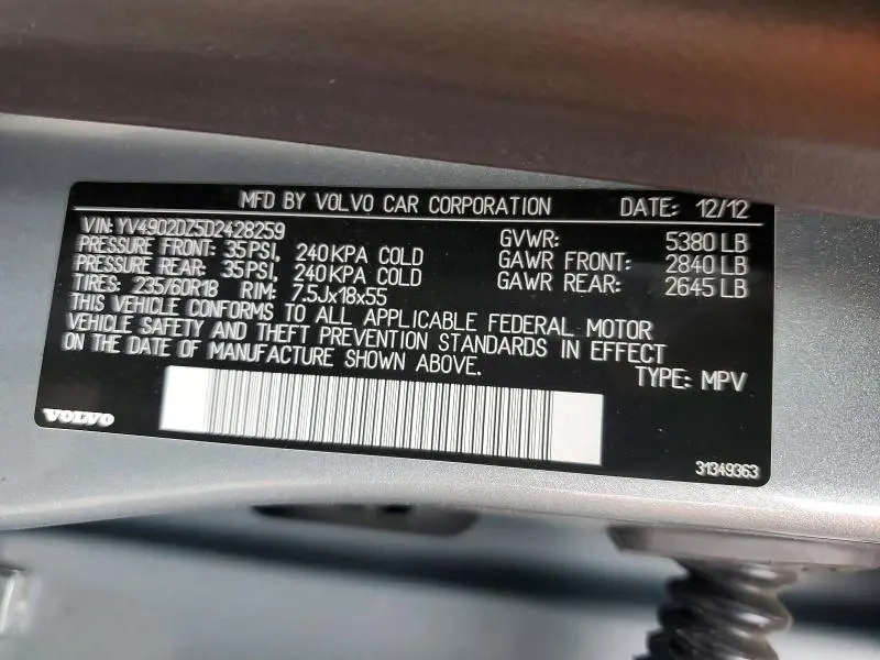 2013 VOLVO XC60 T6  