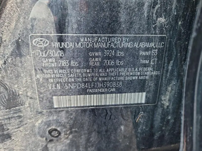 2018 HYUNDAI ELANTRA SEL  