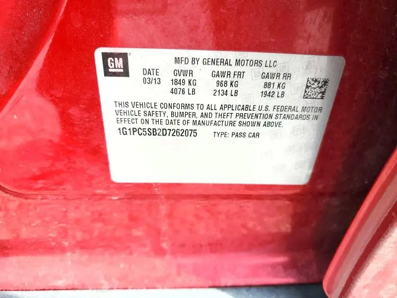 2013 CHEVROLET CRUZE LT  