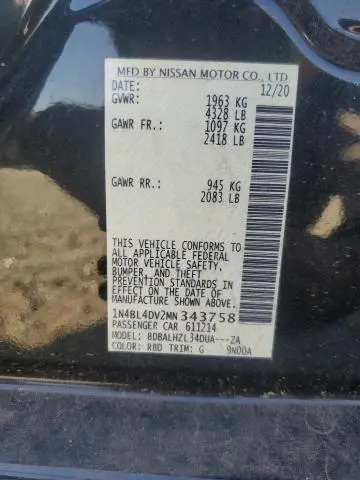 2021 NISSAN ALTIMA SV  