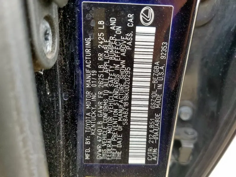 2019 LEXUS ES 350  