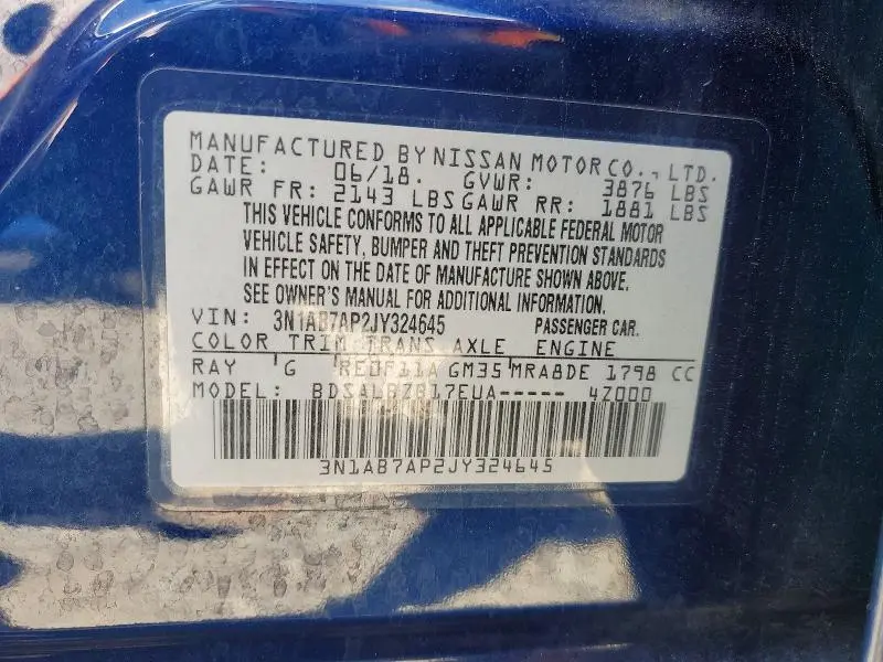 2018 NISSAN SENTRA S  