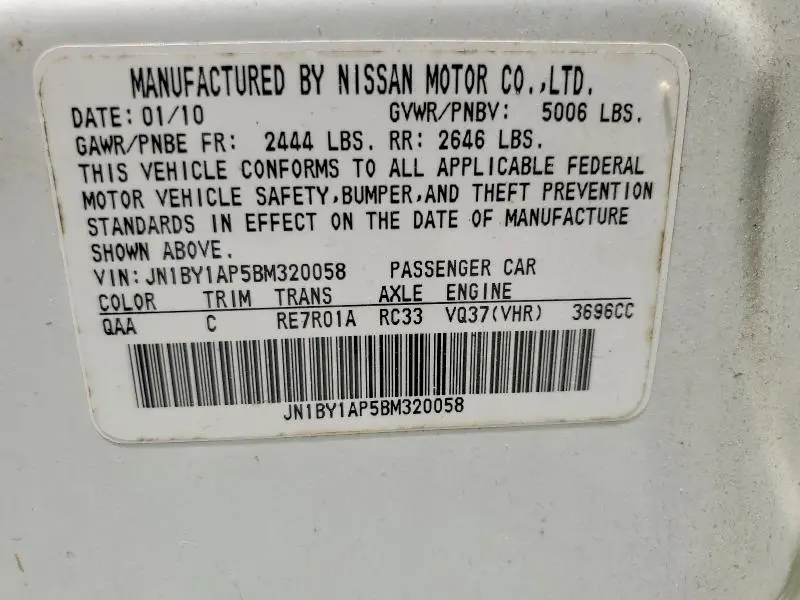 2011 INFINITI M37 BASE  