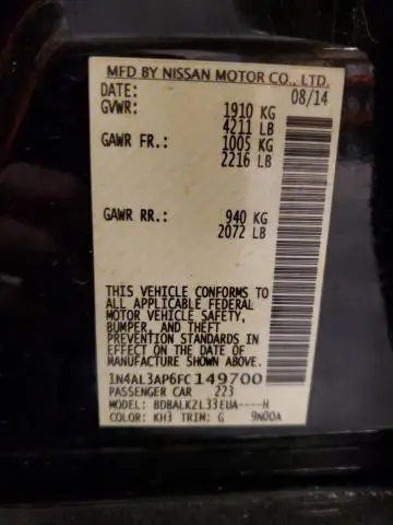 2015 NISSAN ALTIMA 2.5  