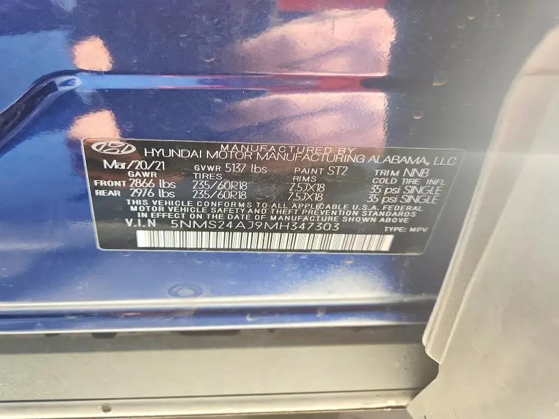 2021 HYUNDAI SANTA FE SEL  