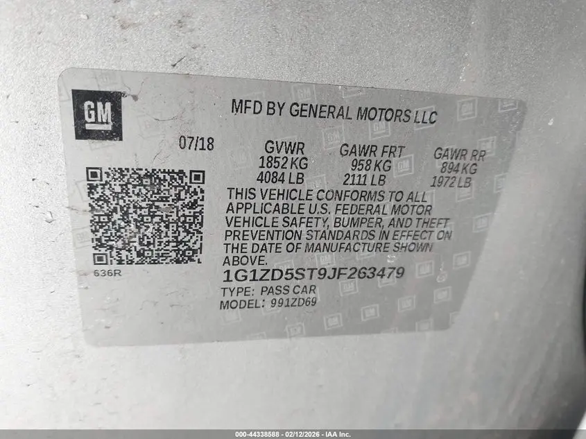 2018 CHEVROLET MALIBU LT