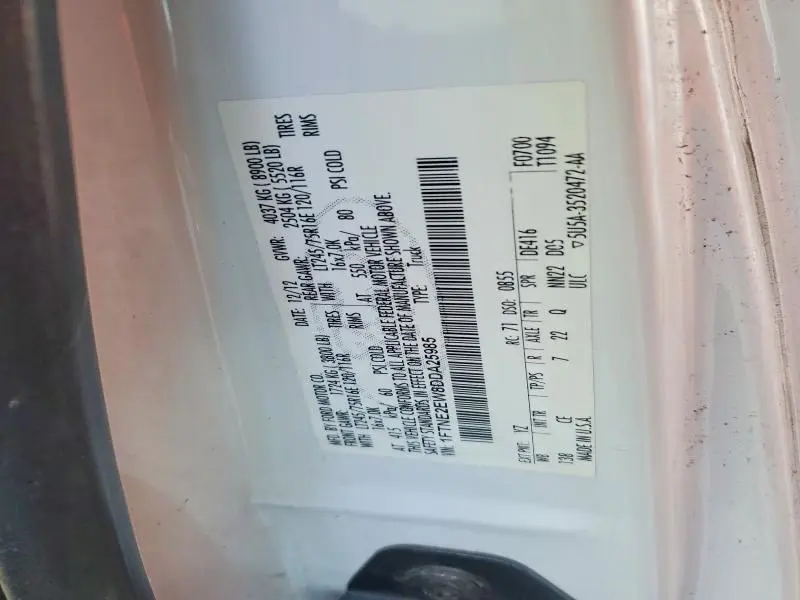 2013 FORD ECONOLINE E250 VAN  