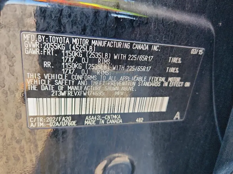 2015 TOYOTA RAV4 XLE  