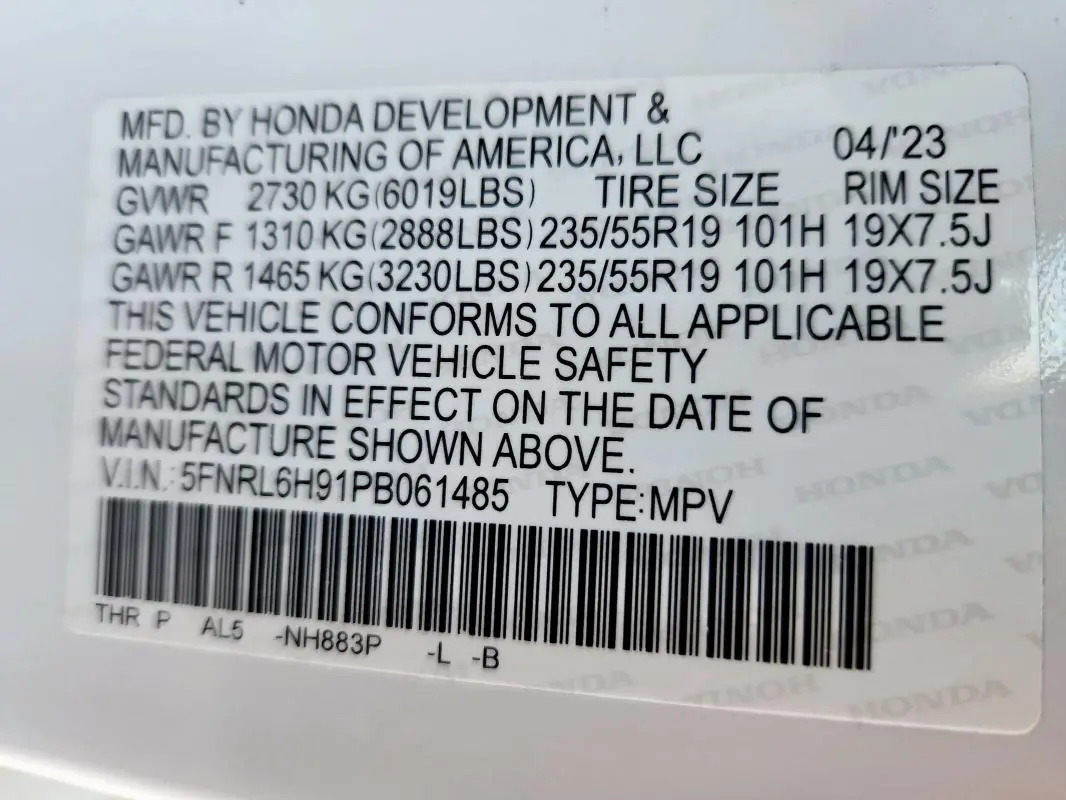 2023 HONDA ODYSSEY ELITE  