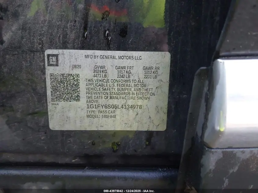 2020 CHEVROLET BOLT EV FWD LT