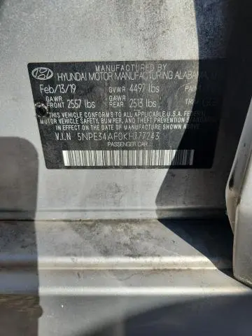 2019 HYUNDAI SONATA SEL  