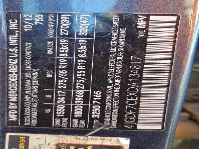 2013 MERCEDES-BENZ GL 450 4MATIC  