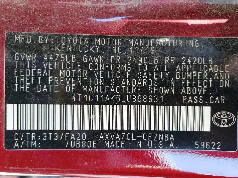 2020 TOYOTA CAMRY LE  