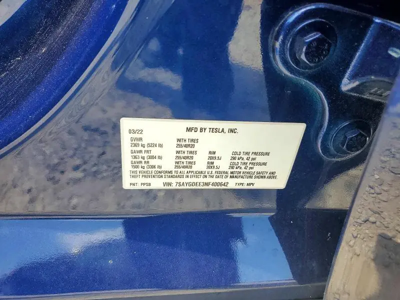 2022 TESLA MODEL Y   