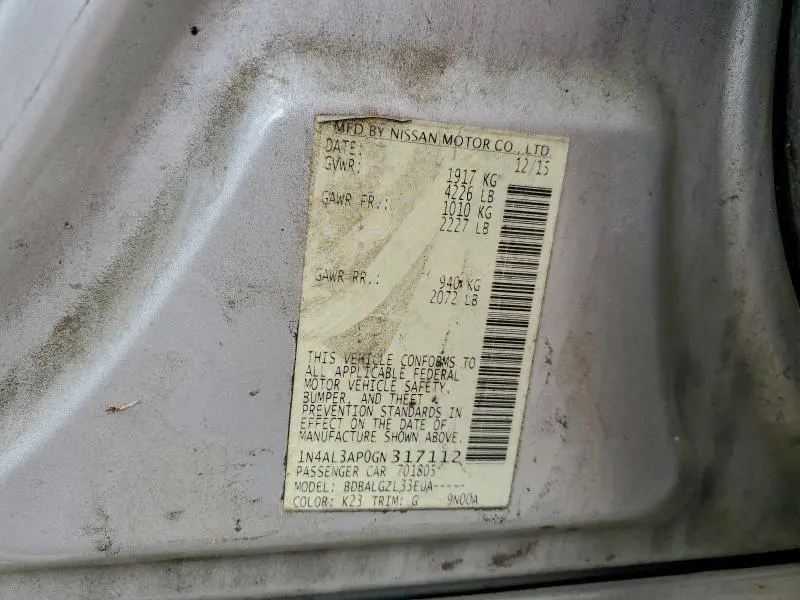 2016 NISSAN ALTIMA 2.5  