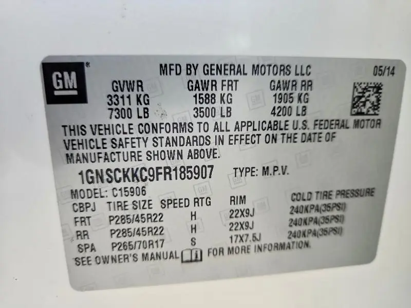 2015 CHEVROLET SUBURBAN C1500 LTZ  