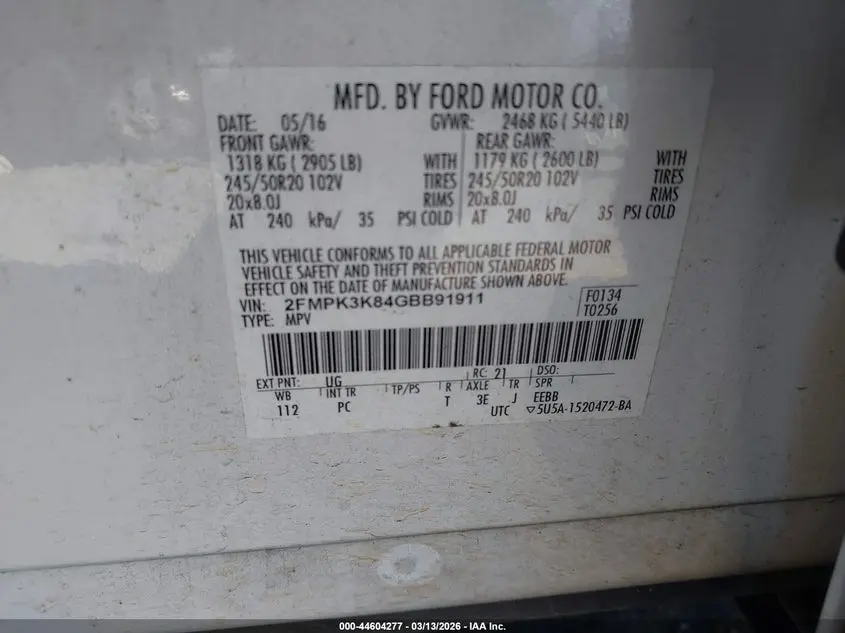 2016 FORD EDGE TITANIUM