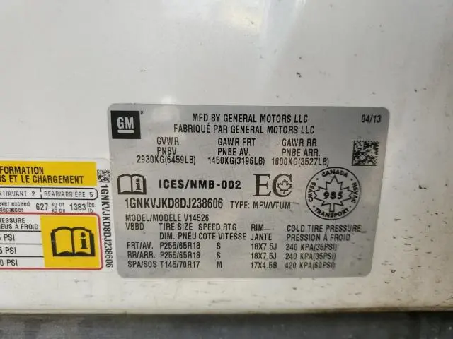 2013 CHEVROLET TRAVERSE LT  