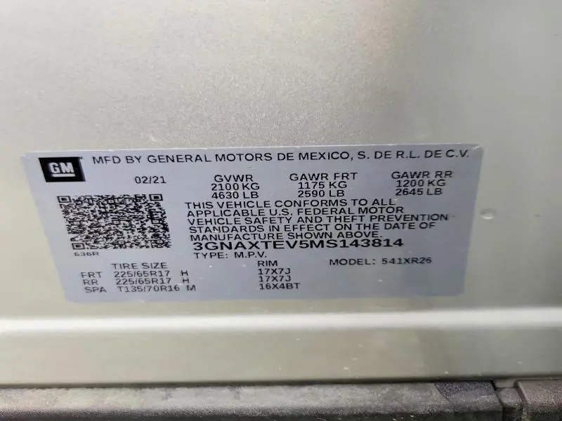 2021 CHEVROLET EQUINOX LT  