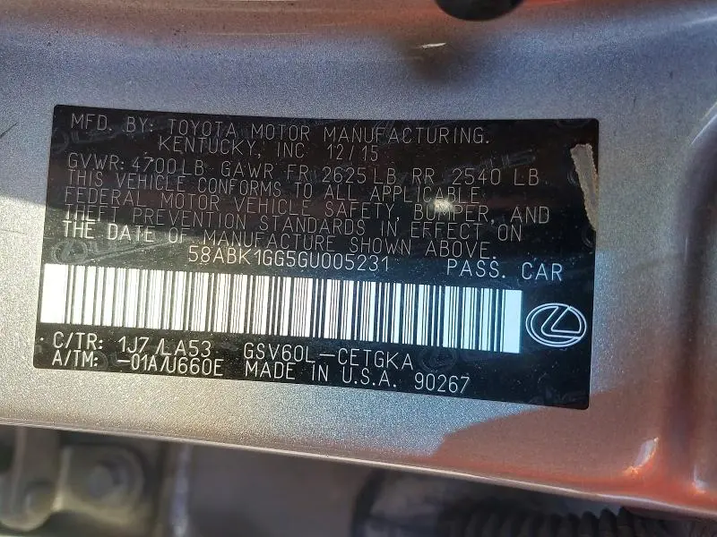 2016 LEXUS ES 350 BASE  