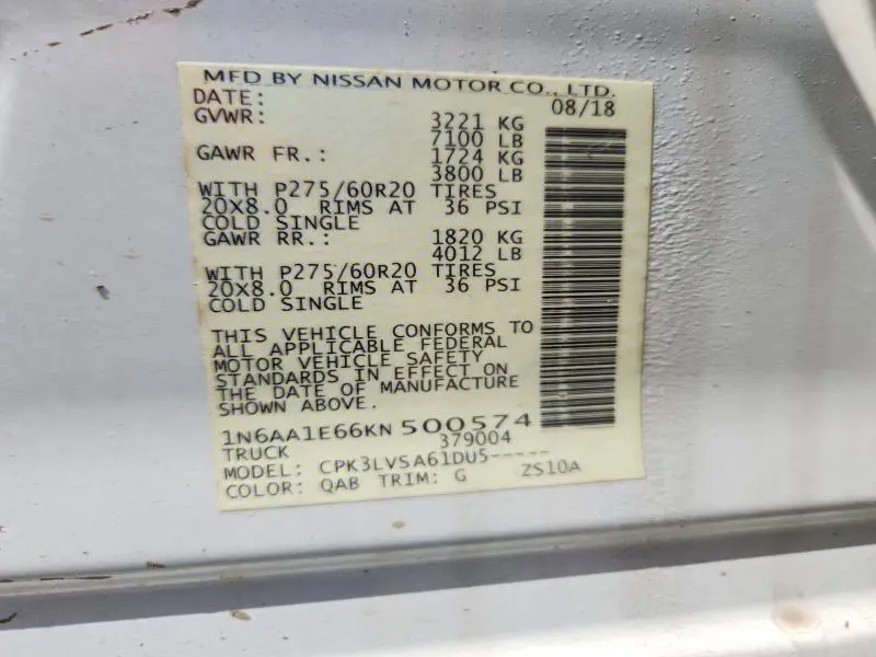 2019 NISSAN TITAN SL  