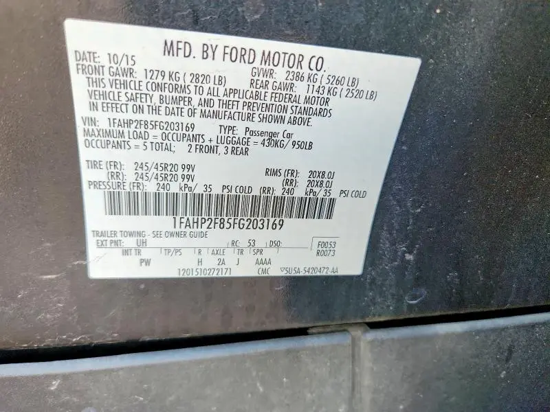 2015 FORD TAURUS LIMITED  