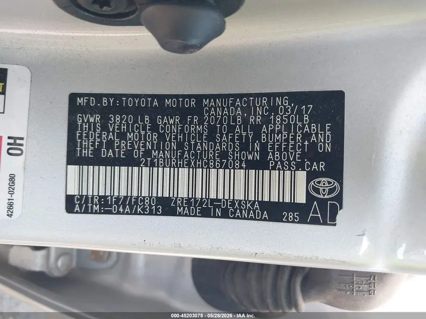 2017 TOYOTA COROLLA SE