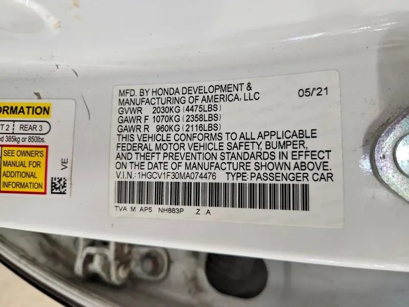 2021 HONDA ACCORD SPORT  